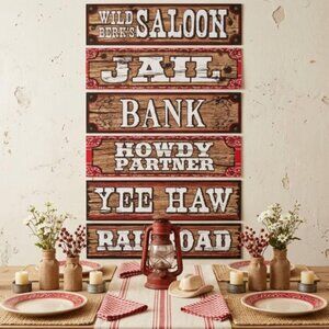 Forum Novelties Way Out West Party Pack Set of 6 Lightweight Cardboard Signs